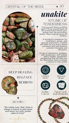 Grimoire Notes, Crystal Meanings Charts, Wise Wizard, Doom Scrolling, Crystals Meaning, Unakite Crystal, Crystal Book, Crystal Rocks