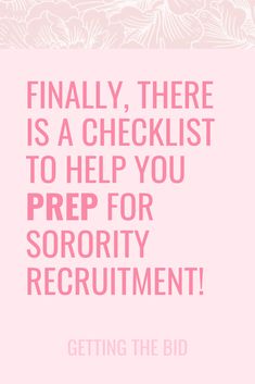 a pink poster with the words, finally there is a checklist to help you prep for