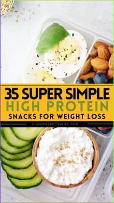 Get ready to snack smart and slim down! Discover 35 easy, high-protein snack recipes that are as delicious as they are nutritious. Perfect for weight loss and keeping hunger at bay. Click for tasty, guilt-free snacking! 🥗 #HighProteinSnacks #HealthyEating #WeightLoss #SnackTime Clean High Protein Snacks, Easy Protein Snacks On The Go, High Protein Gluten Free Snacks, Simple High Protein Snacks, High Protein Easy Snacks, Preworkout Snack Quick, High Calorie Snacks For Weight Gain Food, High Protein Snacks For Fat Loss, Healthy Snacks High Protein