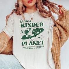 Create a Kinder Planet Comfort Color Tee - Limeberry Designs Branded Sweatshirts, Comfort Color, Comfort Colors Tee, Medium Length, Large White, Denim Wash, Chambray, Heather Grey, Loose Fitting