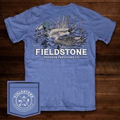 Fieldstone Outdoor Provisions Co. Youth Short Sleeve Tee Made In Usa 100% Ringspun Cotton Left Chest Logo (No Pocket) Outdoor Blue Cotton Tops, Outdoor Blue Cotton T-shirt, Blue Cotton Outdoor T-shirt, Blue Cotton Tops For Outdoor, Country Graphic Tees, Tennessee Shirt, Duck Pond, Western Outfits Women, Southern Shirts