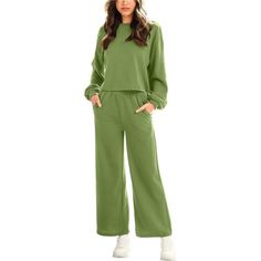 Color: Armygreen 100% Rayon Drawstring Closure Machine Wash Size - S=Us(4-6), M=Us(8-10), L=Us(12-14), Xl=Us(16-18),Detail Size Infor See Rich Description. Features - Two-Piece Outfits Feature A Crewneck Long-Sleeve Crop Top And A High Waist Drawstring Wide-Leg Pants! Ribbed Knit Fabrication Loungewear. Match - Loungewear Has Never Looked So Refined In Our Cropped Long Sleeve Outfits Set! This Relaxed Knit Crop Lounge Set Comes In A Natural Hue And Pairs Perfectly With Matching Pants And Fuzzy S Solid Color Loungewear Set For Fall, Casual Green Sets With Pockets, Green Cotton Solid Color Sets, Relaxed Fit Solid Color Long Sleeve Sets, Relaxed Fit Long Sleeve Solid Color Sets, Long Sleeve Solid Color Loungewear Sets, Plain Long Sleeve Loungewear Sets, Green Long Sleeve Casual Sets, Casual Matching Set Pants For Fall