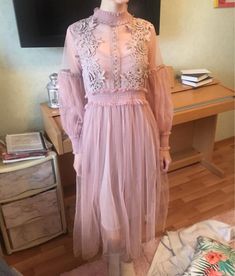 FREE SHIPPING New Women Fashion Dress Stand Collar Lantern Sleeve Mesh Dress See-through Lace Embroidery Fairy Dress JKP1869 Embroidery Fairy, Kebaya Brokat, Women Fashion Dress, Dress Stand, Empire Waist Dress, Empire Dress, Tea Length Dresses, Fairy Dress, Dress Silhouette