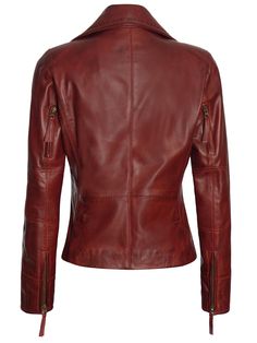 Experience the Ramsey Women's Maroon Fitted Asymmetrical Leather Jacket, a fusion of edgy elegance and sleek style. Crafted meticulously to embody confidence, this jacket features a deep maroon hue that adds depth to your ensemble. The fitted and asymmetrical design adds an edgy touch, perfectly adaptable to various occasions. Whether you're exploring the city or seeking a standout piece, the Ramsey Maroon Fitted Asymmetrical Leather Jacket resonates as your ultimate choice. Specification Materi Burgundy Leather Jacket For Work, Classic Fitted Burgundy Leather Jacket, Fitted Burgundy Leather Jacket, Fitted Burgundy Leather Biker Jacket, Fitted Burgundy Leather Jacket For Work, Elegant Biker Jacket For Fall, Fitted Biker Blazer For Fall, Fitted Burgundy Biker Jacket With Zipper, Fitted Burgundy Biker Jacket With Zipper Closure