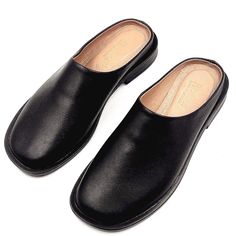 Materials: 100% Genuine Leather Sole: Comfort-contoured Heel: Flat Fit: Snug  Size Chart: For sizing information, please see the size chart included in the picture gallery or use online shoes size converter https://www.gigacalculator.com/converters/shoe-size-converter.php Effortless Summer Style: Mary Jane Flats: Women's Leather Shoes, Black Leather Mules, Fashion Lover Gift  Step into summer with these chic black leather mules.  Genuine leather construction offers both style and comfort, while Black Slip-ons With Leather Lining And Round Toe, Black Faux Leather Slip-ons, Black Slip-on Faux Leather Shoes, Black Leather Mules With Stitched Sole, Classic Faux Leather Slip-on Mules, Black Faux Leather Slip-on Shoes, Black Plain Toe Slip-ons With Leather Lining, Black Slip-ons With Leather Lining And Plain Toe, Classic Closed Toe Faux Leather Mules