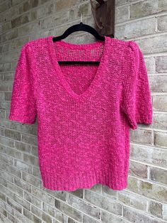 🌸hot pink sweater  Shoulder pads  Super soft  🌸no tags  Cotton/ acrylic?  Has stretch  Bust:41-46" Waist:33-42" Length: 21" Shoulder: 17" 🌸some light wear Pink Textured Knit V-neck Sweater, Fitted Pink Knitted Top, Pink Soft Knit V-neck Sweater, Fitted Pink Knit Top, Pink Knit Crew Neck Sweater, Fitted Textured Knit Pink Sweater, Pink V-neck Soft Knit Top, Pink Bubblegum, Hot Pink Sweater