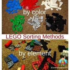 lego sorting method for kids to use with the same color and pattern as their own toys