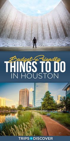 the cover of an article about things to do in houston, with a man standing on top