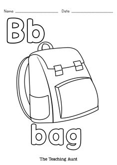 a backpack with the word bag on it is shown in black and white, as well as