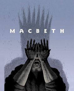 the cover to macbeth's novel, with hands covering his face and head