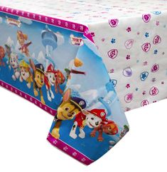 the paw patrol table cover is on display