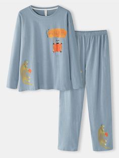 Women Cute Cartoon Cats Print Long Sleeve Loose Two-Piece Home Pajamas Set Cotton Pajama Set Women, Cartoon Cats, Cotton Pajama Set, Pajama Outfits, Business Outfits Women, Bag Women Fashion, Nice Clothes, Cotton Pajama Sets, Night Wear