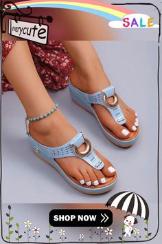 Women's Plus Size Flip Flop Wedge Thick Sole Fashion Casual Sandals Summer T-strap Sandals With Platform Toe Post, Summer Toe Post T-strap Sandals With Platform, Beach Wedge Sandals With Cushioned Footbed And Toe Post, Cushioned Toe Post Wedge Sandals For Beach, Beach Toe Post Wedge Sandals With Cushioned Footbed, Toe Post Wedge Sandals With Cushioned Footbed For Beach, Summer Toe Post Wedge Sandals With Textured Footbed, Summer Toe Post Wedge Sandals With Arch Support, Beach Heels With Cushioned Footbed And Toe Post