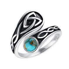 PRICES MAY VARY. Exquisite Design: This women's spoon ring features a 5mm round turquoise inlaid at one side, with Celtic knot pattern on ring face, adding a touch of glamour and personality to it. Superior Craftsmanship: Meticulously crafted with attention to detail, this women's turquoise spoon ring is a testament to exceptional quality and durability, ensuring it remains a cherished piece for years to come. Versatile Accessory: Whether worn for special occasions or to elevate your everyday st Knot Pattern, Celtic Knot Ring, Silver Ring Designs, Spoon Ring, Spoon Rings, Open Ring, Celtic Knot, Ring For Women, Exquisite Design