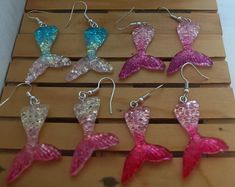 textured mermaid tail earrings cute long dangle earrings  4 colours Mermaid Tail Earrings, Princess Earrings, Long Dangle Earrings, Earrings Cute, Mermaid Tail, Sealife, Fun Earrings, Candy Colors, Jewelry Earrings Dangle