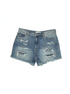 KANCAN JEANS Denim Shorts Size: 13 Blue Bottoms - used. 100% COTTON, Light Wash, Mid/Reg Rise | KANCAN JEANS Denim Shorts - Mid/Reg Rise: Blue Bottoms - Size 13 Ripped Short Dark Wash Jeans, Dark Wash Ripped Short Jeans, Ripped Denim Short Jeans, Casual Mid-rise Distressed Jean Shorts, Distressed Denim Cutoff Bottoms, Distressed Straight Leg Denim Blue Jean Shorts, Distressed Straight Leg Jean Shorts In Medium Wash, Distressed Straight Leg Medium Wash Jean Shorts, Dark Wash Denim Jean Shorts With Frayed Hem