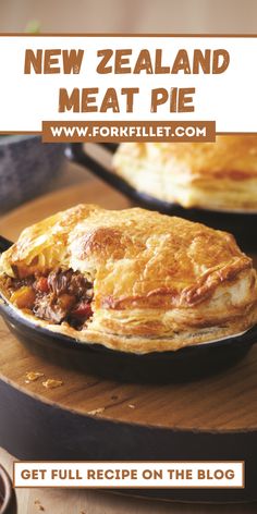 the new zealand meat pie is ready to be served on the table for everyone to enjoy