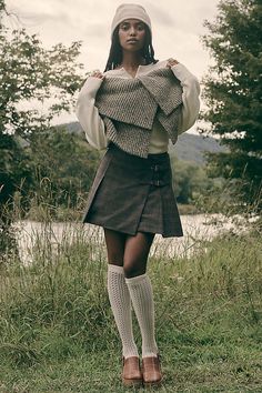 Cotton, polyester, nylon Imported | Pointelle Knee-High Socks by Anthropologie in White, Women's, Polyester/Cotton/Nylon Knee Socks Outfits, Thigh High Sock, Frances Valentine, Sock Outfits, Trouser Socks, Green Fits, Over The Knee Socks, Preppy Look, Knit Wrap