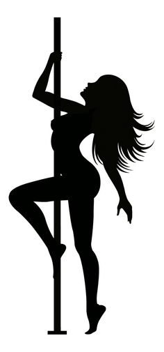 the silhouette of a woman leaning on a pole