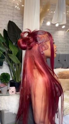 Hairstyles With Red Dress, Fun Dyed Hair, Red Wig Styles, Dyed Hair Natural, Red And Blonde Braids, Red Hair Inspo Color, Red Hair Straight, Red Hair Photoshoot, Ginger Hairstyles