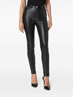 Find PHILIPP PLEIN Faux-leather Leggings on Editorialist. black faux leather appliqué logo logo tag silver-tone hardware high-waisted belt loops concealed fly and button fastening classic five pockets super-skinny cut Modern High Waist Black Leather Pants, Modern High-waisted Black Leather Pants, Sleek High Waist Leather Pants With Belt Loops, Modern Black Faux Leather Pants, Sleek High Waist Leather Pants With Zipper Closure, Sleek High-waist Leather Pants With Zipper Closure, Sleek High-rise Leather Pants, Modern Black Leather Pants With Belt Loops, Trendy Leather Pants For Evening