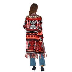 Ethnic retro tassel cardigan sweater knitted coat new loose long sleeve bohemian style Sweater Duster, Fringe Cardigan, Boho Sweater, Loose Long Sleeve, Knitted Coat, Cardigan Top, Cowgirl Style, Boho Casual, Knit Jacket