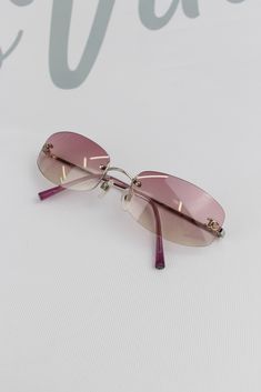 Vintage Chanel Pink Gradient Tinted Sunglasses CC Logo Glasses Vintage Purple Sunglasses With Tinted Lenses, Vintage Pink Sunglasses With Mirrored Lenses, Vintage Pink Glass Sunglasses, Pink Rimless Glass Sunglasses, Vintage Chanel Clothing, 2000s Era, Chanel Glasses, Chanel Outfit, Glasses Logo