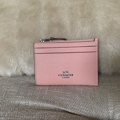 Coach Mini Skinny In Light Pink With Silver Hardware. Comes From A Smoke And Pet Free Home. Bags Coach, Silver Hardware, Coach Bags, Wallets, Light Pink, Bag Lady, Wallet, Pet, Silver