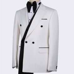 Please Allow Three Weeks For Processing And Delivery Thanks 14 Days Made To Order Limited Edition On The Site Www.Nanaloafers.Com Link In Bio Sizes 36r-50r Reasonable Offers Accepted Only Five Pieces: Jacket, Vest, Trouser, Bowtie, Shirt Composition : 100% Wool Luxury White Double Breasted Suit For Work, Luxury White Double Breasted Workwear Suit, White Tailored Double Breasted Business Suit, White Double Breasted Tuxedo Suit For Formal Occasions, Classic Tailored White Double Breasted Suit, Classic White Double Breasted Suit, Classic White Tuxedo For Black Tie Events, Classic White Tuxedo For Black-tie Events, Classic White Tuxedo For Business