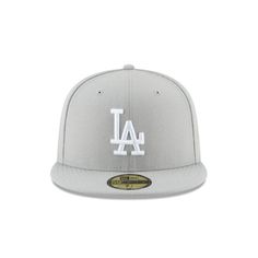 Sport meets fashion. The Los Angeles Dodgers Basic 59FIFTY Fitted Cap features an embroidered Dodgers logo at the front panels with the MLB Batterman logo at the rear and a gray undervisor. Sports Fitted Hat With Logo Patch And Flat Bill, Classic Snapback Hat With Logo Patch For Baseball Season, Classic Snapback Fitted Hat With Logo Patch, Solid Color Snapback Fitted Hat For Streetwear, Classic Six-panel Hat With Logo, Urban Style Fitted Cap For Baseball Season, Classic Flat Brim Fitted Hat For Baseball Season, Solid Color Snapback Baseball Cap With Embroidered Logo, Classic Trucker Hat With Embroidered Logo