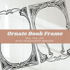 an ornate book frame is shown with the text,'ornamee book frame png