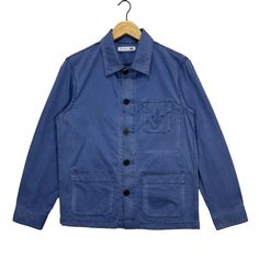 JW Anderson X Uniqlo Designer Cotton Chore Jacket Blue Colour Size Small * Made in : China * Size on Tag : Small (S) * Manual Measurement (inch) : Chest 19.5, Length 26, Shoulder 17, Sleeve 23, Waist 19.5, Hem 19.5. * Recommended for Size : Small (S) & (M) Medium. * Material : Cotton * Colour : Blue * Condition : Good * See photos for details. * Free Defect : No Stain, No Holes, No Tears, No Faded. 4307 Blue Single Breasted Denim Jacket With Lapel Collar, Blue Single-breasted Denim Jacket With Lapel Collar, Washed Blue Utility Outerwear With Pockets, Blue Utility Jacket With Pockets, Washed Blue Outerwear With Patch Pockets For Fall, Casual Blazer With Pockets For Streetwear, Washed Blue Long Sleeve Outerwear With Patch Pockets, Washed Blue Outerwear With Patch Pockets And Long Sleeves, Washed Blue Utility Outerwear For Winter