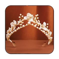 Tiara Wedding Veil, Crown Bride Wedding, Princess Headpiece, Gold Flower Crown, Queen Crowns, Leaf Tiara, Pearl Headbands, Crowns For Women, Wedding Tiara Hairstyles