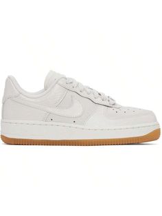 Nike 
Off-White Air Force 1 '07 LX Sneakers 
Low-top paneled croc-embossed polished leather and suede sneakers in off-white. 
. Perforated detailing at toe and sides 
. Logo hardware at lace-up closure 
. Logo patch at padded tongue 
. Padded collar 
. Logo appliqué at sides 
. Logo embossed at heel counter 
. Nike Air cushioning at footbed 
. Jersey lining 
. Treaded rubber sole 
Please note that this item may be shipped only within North America. 
Supplier color: Phantom/Sail/Gum 
Upper: leath Cream Suede Sneakers For Streetwear, Cream Sneakers With Embossed Logo For Streetwear, White Suede Custom Sneakers For Streetwear, Nike Air Force 1 Classic Leather With Gum Sole, Nike Air Force 1 Leather With Gum Sole, Cream Low-top Nike Air Force 1 For Streetwear, Cream Nike Air Force 1 Low-top For Streetwear, White Air Force 1, Nike Off White