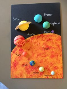 the solar system is made out of paper and colored clay with pictures of planets on it