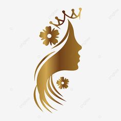 a woman's profile with flowers and a crown on her head, logo, icon, design png and psd