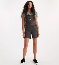 Vintage Women's Shortalls - Black | Levi's® US Levi's Shortalls With Pockets For Summer, Levi's Summer Shortalls With Pockets, Levi's Summer Shortalls, Levi's Casual Summer Shortalls, Fall Shortalls Overalls With Pockets, Levi's Cotton Shortalls For Spring, Levi's Shortalls With Pockets, Levi's Casual Cotton Shortalls, Levi's Casual Overalls With Pockets