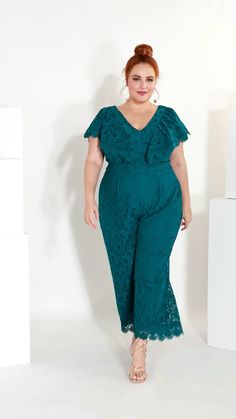 Captivate with the intricate charm of the Sylvia Jumpsuit! Designed with a lace shoulder overlay detail, cotton blend fabric and fitted silhouette, this jumpsuit elevates your collection with a fabulous combination of texture! Key Features Include: - V-neckline - Lace shoulder overlay detail - Sleeveless - Invisible back zip closure - All over lace detail - Functional pockets - Fitted - Cotton blend fabric - Ankle length hemline Pair with strappy beige heels and a matching shoulder bag. | Plus S Elegant Lace Jumpsuits And Rompers For Spring, Fitted Lace Jumpsuits And Rompers With Lace Trim, Fitted Lace Jumpsuit With Lace Trim, Elegant Spring Jumpsuits And Rompers With Lace Trim, Elegant Sleeveless Jumpsuits And Rompers With Lace Trim, Elegant Sleeveless Lace Trim Jumpsuits And Rompers, Elegant Sleeveless Lace Trim Jumpsuits, Fitted Lace V-neck Jumpsuits And Rompers, Elegant Lace V-neck Jumpsuits And Rompers