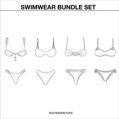 the swimwear bundle is shown in black and white, including bikinis with ties on them