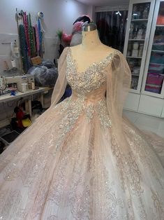 Tulle Wedding Dress With Sheer Bodice For Banquets, Elegant Organza Quinceanera Ball Gown Dress, Elegant Organza Quinceanera Dress For Debutante Ball, Glamorous Champagne Tulle Gown, Elegant Organza Quinceanera Dress For Prom, Elegant Quinceanera Dress With Tulle Skirt, Elegant Quinceanera Dress With Fitted Organza Bodice, Elegant Organza Wedding Dress For Quinceanera, Champagne Tulle Prom Gown