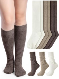 PRICES MAY VARY. Package Contents: with 3 pairs of women's cashmere socks in a pack, featuring different color design, explore multiple color options suiting every mood and every outfit; You will have enough choices to match your different needs Luxurious Material: indulge in the luxurious blend of cashmere and cotton, soft and stretchy in every wear; These cashmere socks for women fuse softness and durability, promising not just style but outstanding quality that meets the needs of every discer Socks With Designs, Knee High Socks Outfit, Slouchy Socks, High Socks Outfits, Fall Socks, Boots Socks, Cashmere Socks, Sock Outfits, Comfy Socks