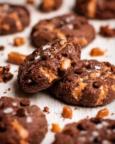 chocolate cookies with peanut butter on top