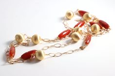 Long Carnelian Statement - Nastava Jewelry Luxury Artisan Carnelian Necklace, Luxury Formal Carnelian Jewelry, Luxury Beaded Carnelian Necklaces, Luxury Carnelian Beaded Necklaces, Luxury Carnelian Beaded Necklace, Luxury Carnelian Artisan Necklace, Luxury Beaded Carnelian Necklace, Luxury Gold Carnelian Beaded Necklaces, Steal The Spotlight