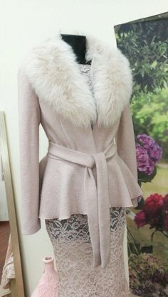 This elegant boucle coat with genuine arctic fox fur collar. It was designed for brides, bridal parties, shows and any other formal occasion . The coat is perfect for autumn and winter wedding, it has special warmth woolstrap. COLOR: - Blush Pink. SIZE: Bust Waist Hips S 34.64 inch / 88 cm 25.19 inch/ 64 cm 36.22 inch/ 92cm M 36.22 inch/ 92 cm 26.77 inch/ 68 cm 37.79 inch/ 96cm L 37.79 inch/ 96 cm 28.34 inch/ 72 cm 39.37 inch/ 100cm XL 39.37 inch/ 100 cm 29.92 inch/ 76 cm 40.94 inch/ 104cm XXL 4 Cream Winter Wedding Outerwear, Feminine Fall Wedding Outerwear, Cream Fitted Outerwear For Wedding, Luxury Fitted Wedding Outerwear, Elegant Fitted Outerwear For Ceremony, Feminine Fitted Wedding Outerwear, Feminine Fitted Outerwear For Wedding, Elegant Beige Party Outerwear, Winter Ceremony Long Sleeve Outerwear