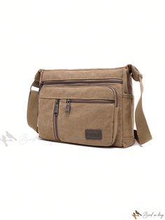 Bird in Bag - Canvas Travel Bag with Multiple Pockets and Large Capacity Casual Portable Canvas Bag For Everyday Use, Casual Canvas Bag For Everyday, Casual Khaki Satchel For Outdoor Use, Casual Khaki Satchel For Outdoor, Casual Brown Portable Satchel, Casual Everyday Portable Satchel, Casual Everyday Use Satchel, Beige Outdoor Bag With Pockets, Portable Khaki Shoulder Bag For Everyday Use