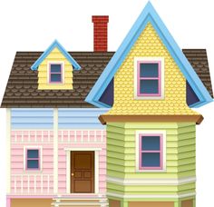 an image of a house with three different colors on the front and one in the back