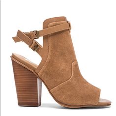 Joe’s Jeans Peep Toe Heels Open Back With Double Strap Man Made, Imported 3-1/4 Block Heel New Brown Suede Heels, Jeans Shoes, Shoes With Jeans, Revolve Clothing, Joes Jeans, Peep Toe Heels, Shoes Booties, Summer 2015, Suede Heels