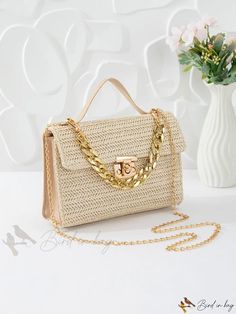 Bird in Bag - Small Flap Chain Shoulder Bag Rectangular Bag With Chain Strap, Trendy Beige Box Bag With Chain Strap, Trendy Beige Bag With Chain Strap, Rectangular Satchel With Chain Strap For Daily Use, Trendy Everyday Shoulder Bag With Chain, Daily Use Rectangular Satchel With Chain Strap, Rectangular Bags With Chain Strap For Daily Use, Beige Rectangular Box Bag With Chain Strap, Rectangular Bag With Chain Strap For Daily Use