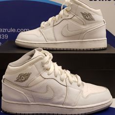 Reconditioned Nike Air Jordan 1 Mid White Kids Size 5y. Shoes Have Been Worn, Normal Wear. Light Creasing On Right Shoe (See Pics). Shoes Are Clean And In Good Condition. Jordan Shoes For Kids, Air Jordan 1 Mid White, Jordan 1 Mid White, Nike Air Jordan 1 Mid, Kids Jordans, Nike Air Jordan 1, Air Jordan 1 Mid, Jordan 1 Mid, Air Jordan 1