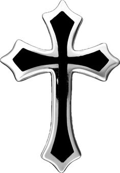 a black and white cross on a white background